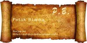 Petik Bianka névjegykártya
